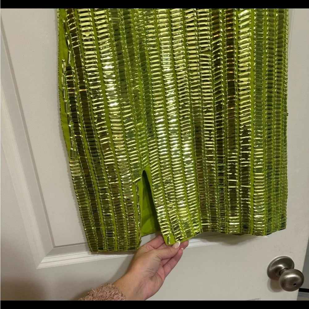 River Island Lime Green Sequin Dress - Picture 5 of 9